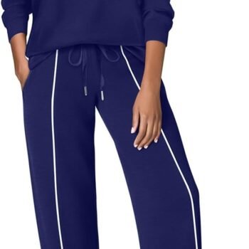 Lounge Sets for Women 2 Piece Fall Outfits 2026 Wide Leg Pant Matching Sets Womens Clothing