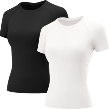 Womens Workout Tops Short Sleeve Raglan Athletic Shirts Yoga Gym Crewneck Quick Dry Tshirts