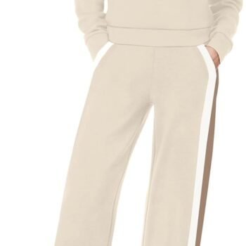 Women 2 Piece Outfits Airport Travel Vacation Sweatsuits Wide Leg Pants Lounge Set 2026 Fashion Clothes