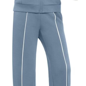 Womens 2 Piece Outfits 2026 Casual Zip Up Sweatsuits Lounge Set Airport Travel Wide Leg Pants Striped Tracksuit