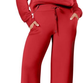 Women 2 Piece Outfits 2026 Fall Fashion Airport Wide Leg Pants Lounge Set Leisure Travel Vacation Clothes Sweatsuits