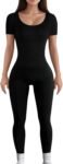 Jumpsuit for Women Workout Seamless Jumpsuits Ribbed One Piece Tank Tops Rompers Short Sleeve Exercise Jumpsuits