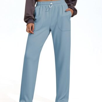 Womens Straight Leg Sweatpants Casual Athletic Workout Pants Stretch Soft Lounge Pants with Pockets