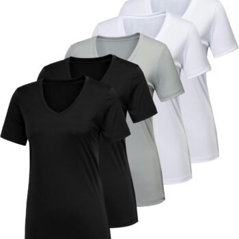 5/7 Pack Workout Shirts for Women, Moisture Wicking Quick Dry Active Athletic Women's Gym Performance T Shirts