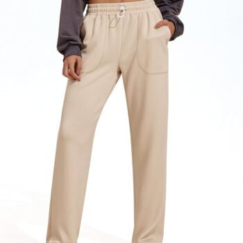 Womens Straight Leg Sweatpants Casual Athletic Workout Pants Stretch Soft Lounge Pants with Pockets