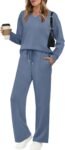 Lounge Sets for Women 2026 V Neck 2 Piece Outfits Airport Wide Leg Pants Matching Set Sweatsuits
