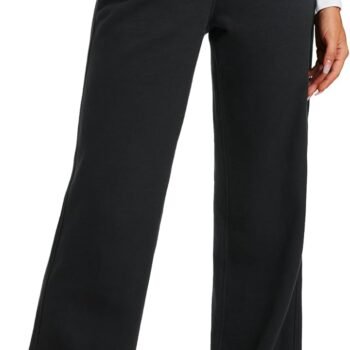 Cotton Fleece Lined Sweatpants Women 30" Straight Leg Casual Lounge Sweat Pants for Women