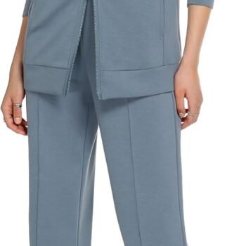 Lounge Sets for Women 2026 Sweatsuit Long Sleeve Zip Up Travel Outfit Wide Leg Sweatpant Tracksuit