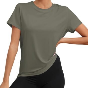 Workout Tops for Women UPF50+ Breathable Loose Fit Yoga T Shirts Short Sleeve Running Gym Athletic Tee Top