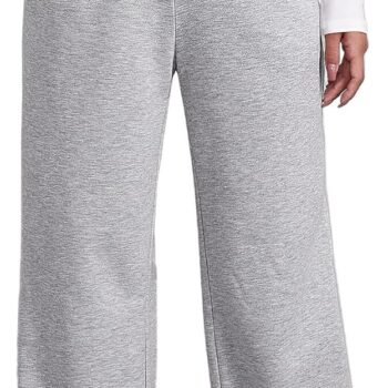 Wide Leg Sweatpants for Women Elastic High Waisted Drawstring Loose Pants with Pockets