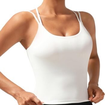 Sports Bras for Women, High Impact Running Strappy Longline Sports Bra Workout Crop Tops with Built in Bras