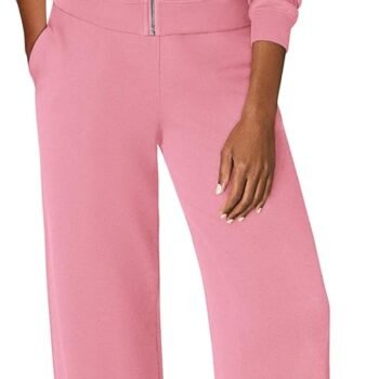 Womens 2 Piece Outfits Sweatsuits 2026 Fall Full Zip Sweatshirts Workout Pants Matching Lounge Sets Tracksuits