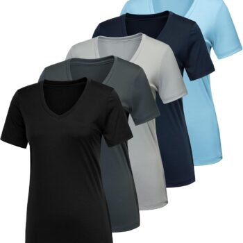 5/7 Pack Workout Shirts for Women, Moisture Wicking Quick Dry Active Athletic Women's Gym Performance T Shirts