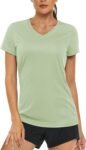 Women's T Shirts Short Sleeve Workout Tops UPF 50+ Sun Protection V-Neck Moisture Wicking Quick Dry Tee