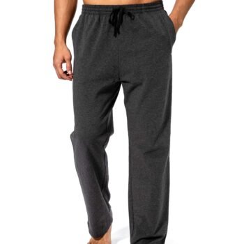 Men's Cotton Yoga Sweatpants Athletic Lounge Pants Open Bottom Casual Jersey Pants for Men with Pockets