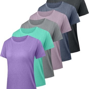 5/6 Pack Women's Dry Fit Workout Top Short Sleeve Athletic Yoga Tee T-Shirts UPF 50+ UV Sun Protection Swim Shirts