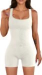 Women Workout Romper Yoga Ribbed Square Neck One Piece Seamless Tank Top Jumpsuit