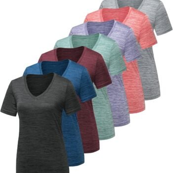 5/7 Pack Workout Shirts for Women, Moisture Wicking Quick Dry Active Athletic Women's Gym Performance T Shirts