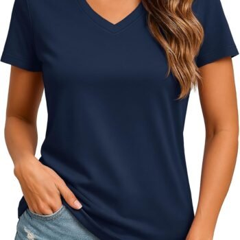 Women's V-Neck T Shirts Short Sleeve UPF 50+ Sun Protection Performance Quick Dry Athletic Workout Tee Tops